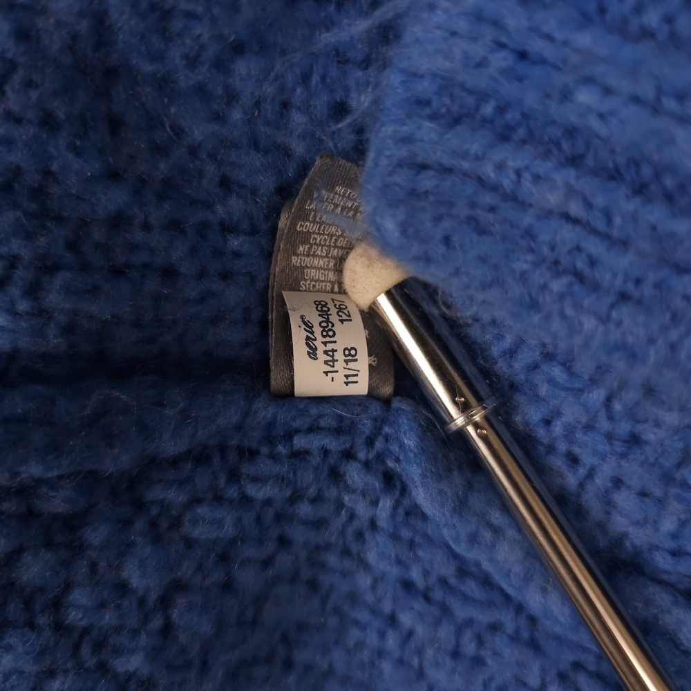 Aerie Sweater Womens L Blue Wool Blend Soft Knit Turtleneck Oversized Slouchy - Picture 11 of 11